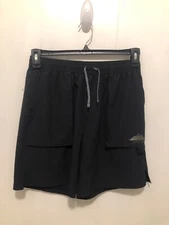 Unipro Tek Mens Athletic Shorts SZ Medium Black Elastic Waist Pockets Qwick Dry