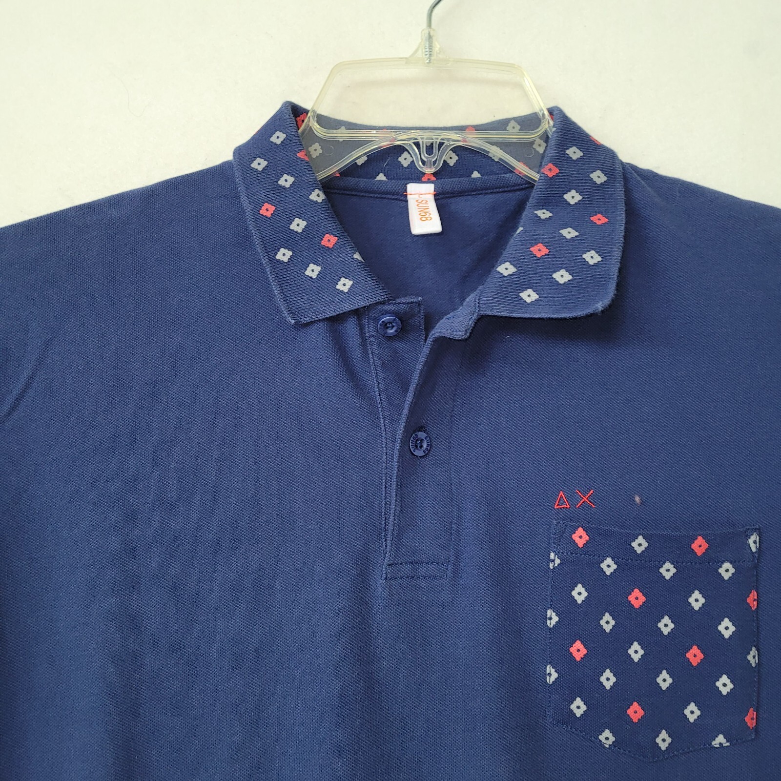 Sun68 Polo Shirt Mens L Blue Golf Pocket Short Sleeve Lightweight European image 2
