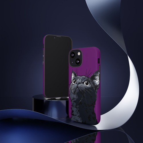For iPhone | Samsung Galaxy | Pixel Phone Case - Black Cat Purple - Picture 105 of 255