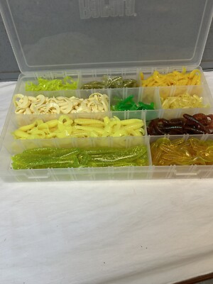  Lake Land Lure Plastic Baits In a Large Rapala Box/Great Variety/Great Colors