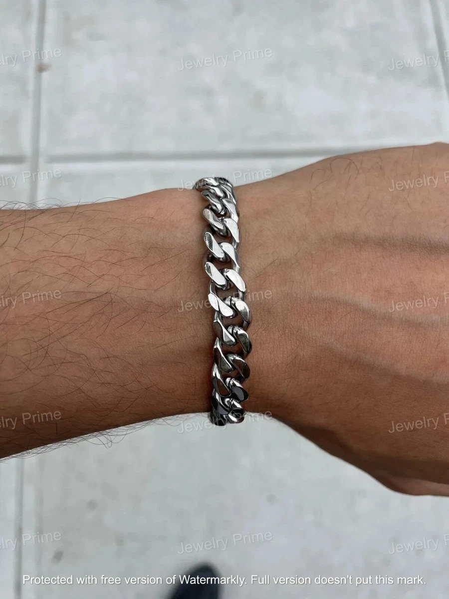 18k white gold cuban on sale link bracelet