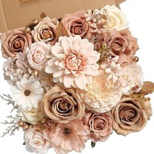Artificial Flowers Combo Set Fake Flower Leaf Box with Stems for DIY Wedding ...