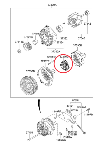 GENUINE BRAND NEW GENERATOR REGULATOR ASSY KIA SPORTAGE 2006-2008 2.0L PETROL - Picture 2 of 3