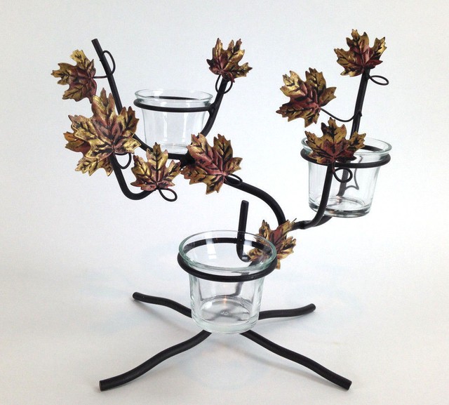 Metal Leaf Tree Branch Tea Light Votive Candle Holder Centerpiece Home
