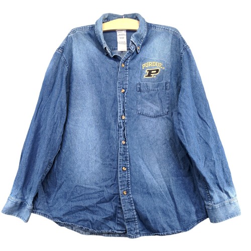 Pro Edge Men's Purdue Boilermakers Embroidered Button-Down Denim Shirt Blue XL