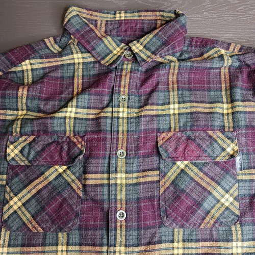 Botón de franela a cuadros Woolrich trabajo exterior manga larga púrpura verde talla XL - Imagen 3 de 13