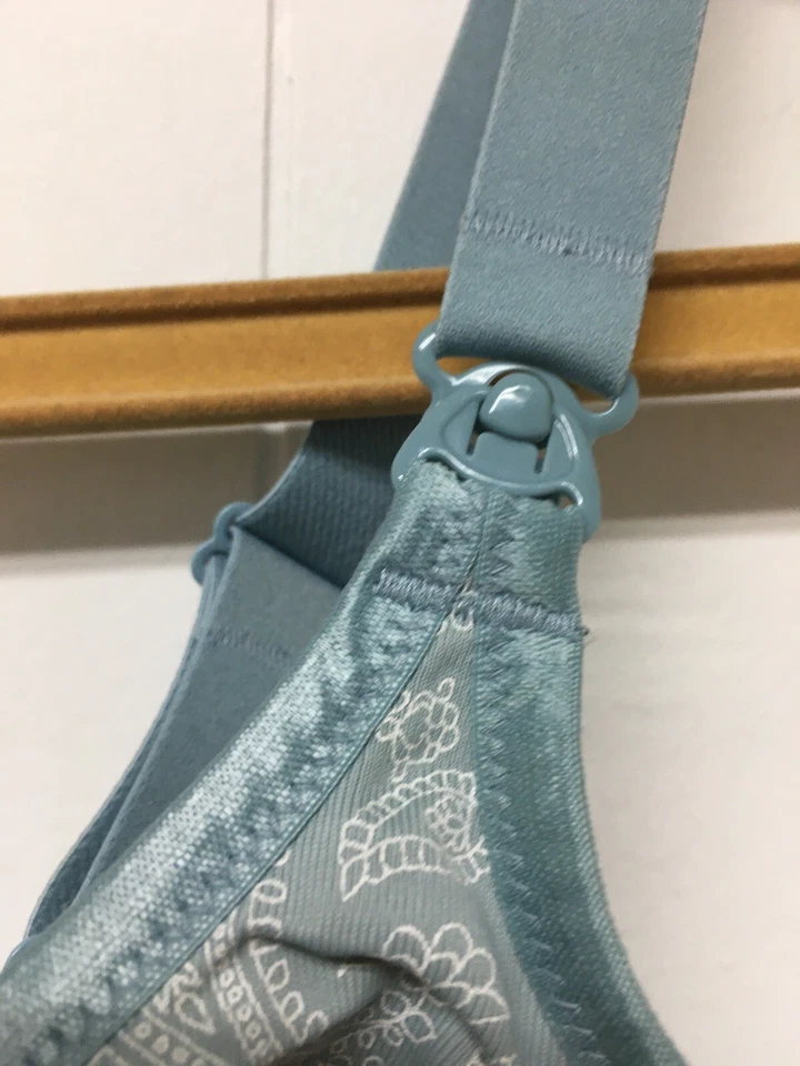 Sujetador de enfermería de maternidad Anita estampado azul 32D sin costuras con aros soporte estante Foto 3 de 4