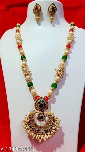 22K Gold Plated Jhumka Earrings Indian Bollywood Choker Necklace Bridal Jewelry - Picture 5 of 5