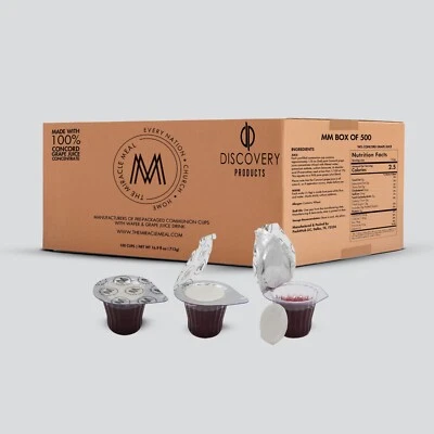 DISCOVERY PRODUCTS USA Traditional Communion Cups Set – 500 with 100% Concord Grape Juice & Wafer