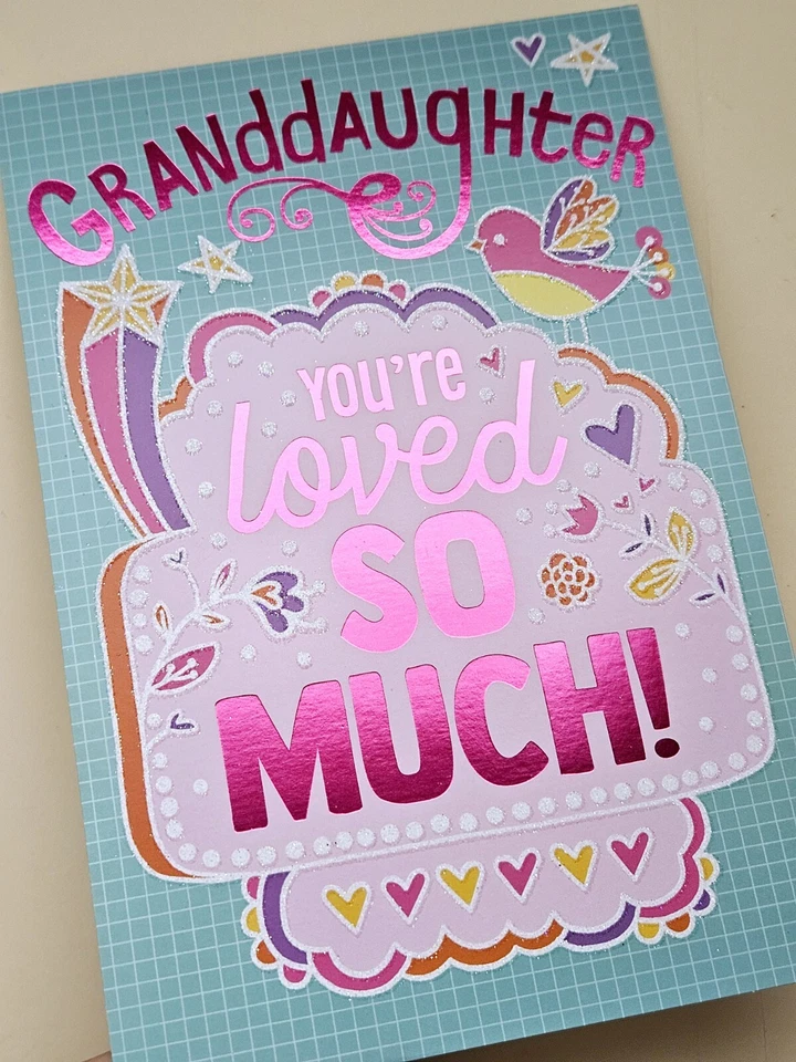 Cartão de feliz aniversário neta/saudação grande formato (incl. Envelope 8×5,5") - Imagem 2 de 4