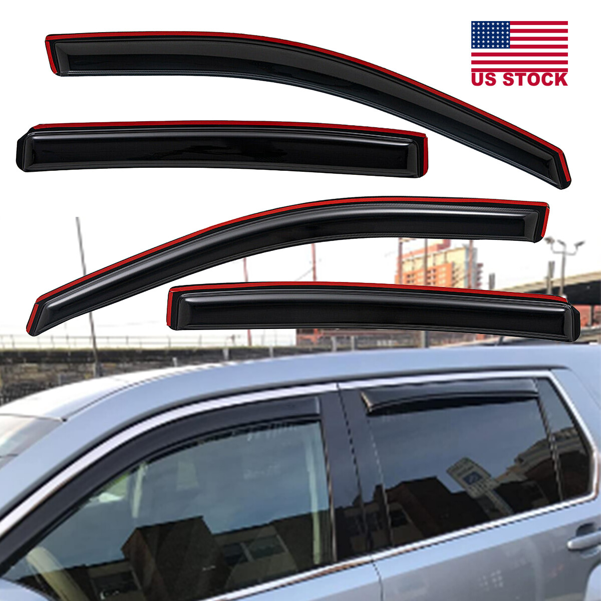 In-Channel Smoke Window Visors For 2010-2017 GMC Terrain – 4-Piece Set, No Drilling, Easy Install, Lifetime Warranty