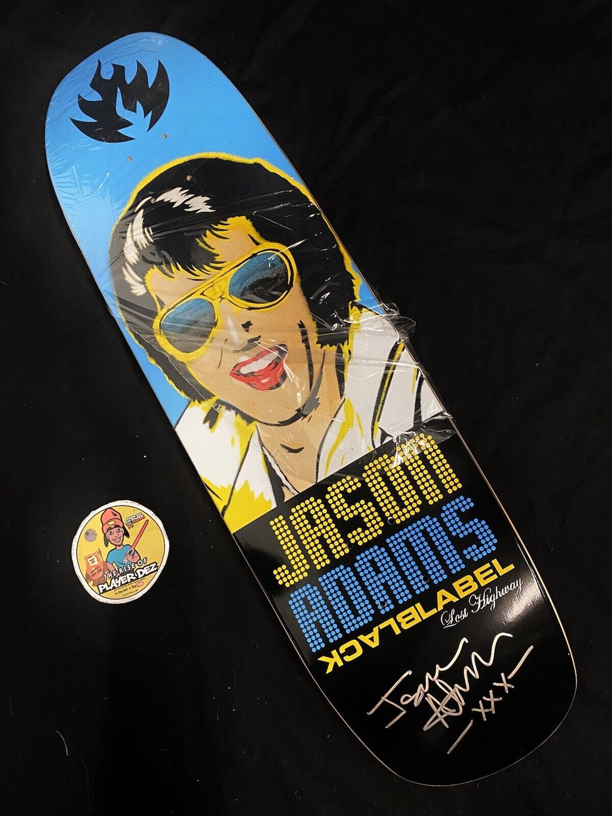 RARE SIGNED Jason Adams Lost Highway Elvis Black Label Skateboard Deck  AUTOGRAPH
