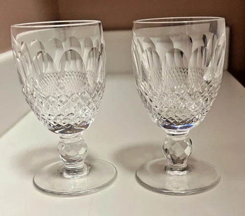 Vtg Waterford Crystal Colleen Short Stem Port Wine Glasses (2) Signed Retired