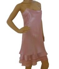 NW0T Jones New York Pale Pink Satin Short Tiered Cocktail Halter Dress Sz US 4-S