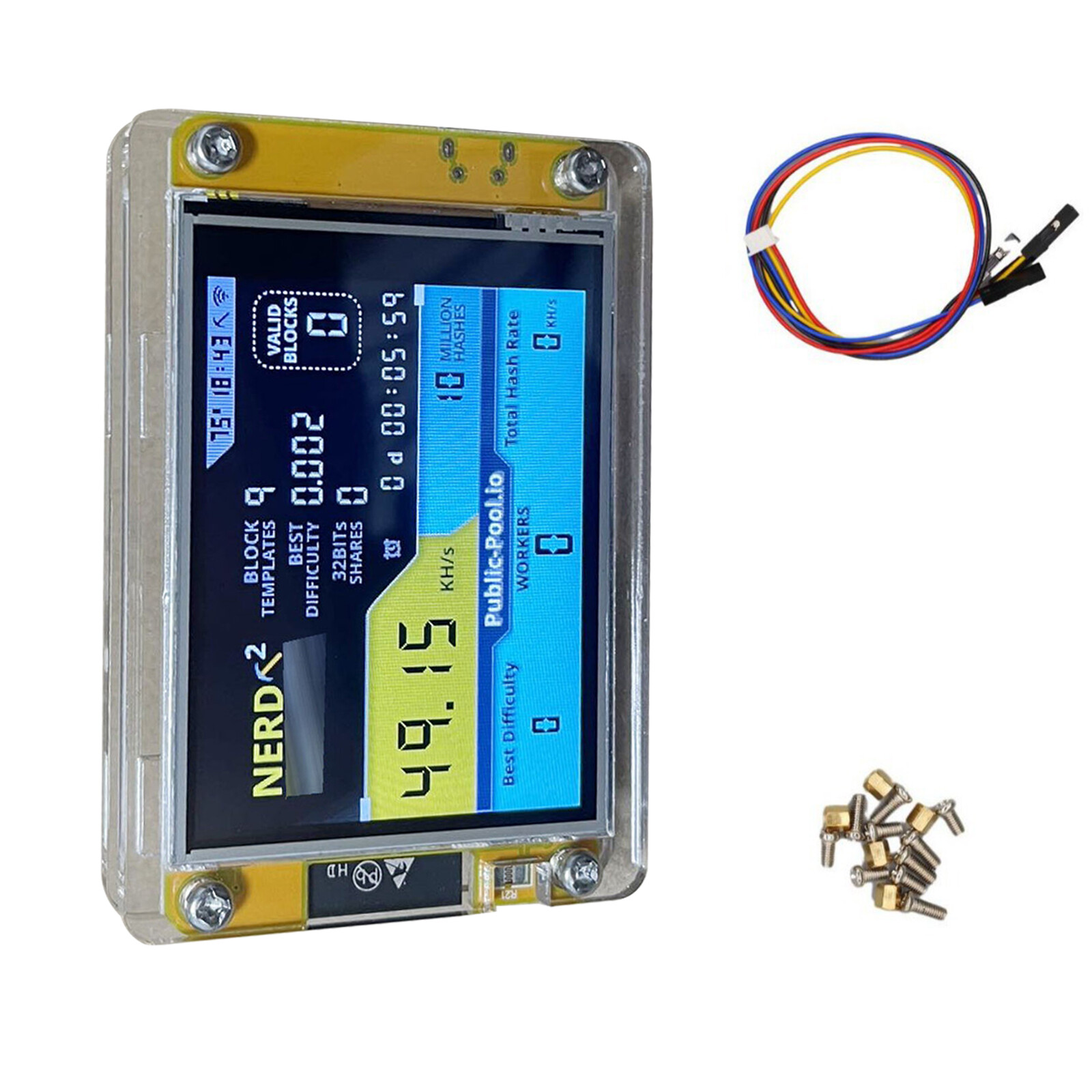 Fwefydwe Nerdminer Miner 92/Sをアップグレードして、2.8インチカラースクリーンBTC Solo Lot
