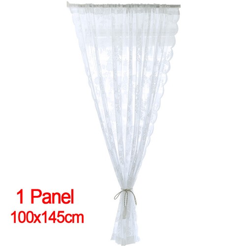 Pair (x2) Voile Eyelet Ring Top Curtains - Net Voile Sheer Curtain - Lucy Panel - Picture 11 of 14