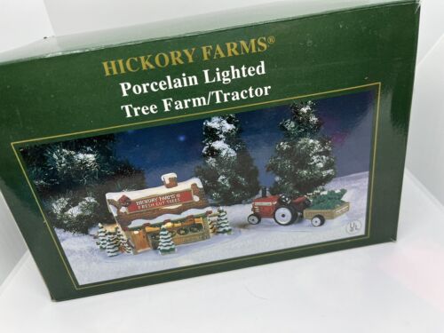 Pueblo de Navidad de porcelana iluminado Hickory Farms Kurt Adler en caja - Granja de árboles - Imagen 1 de 16