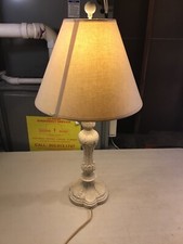 30 Inch Ivory Distressed Resin Table Lamp with Shade in Excellent Condition