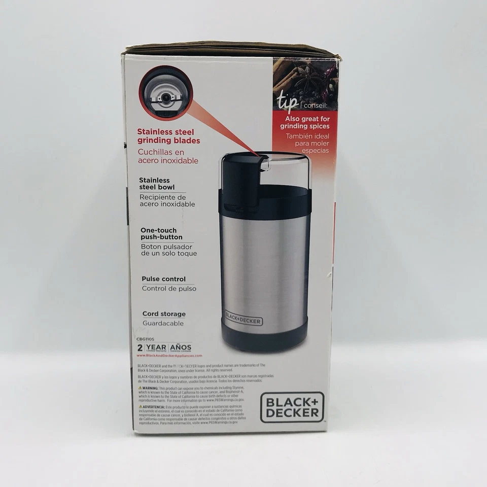 Molinillo de café Black & Decker Easy Touch de acero inoxidable para nueces y especias Foto 4 de 4