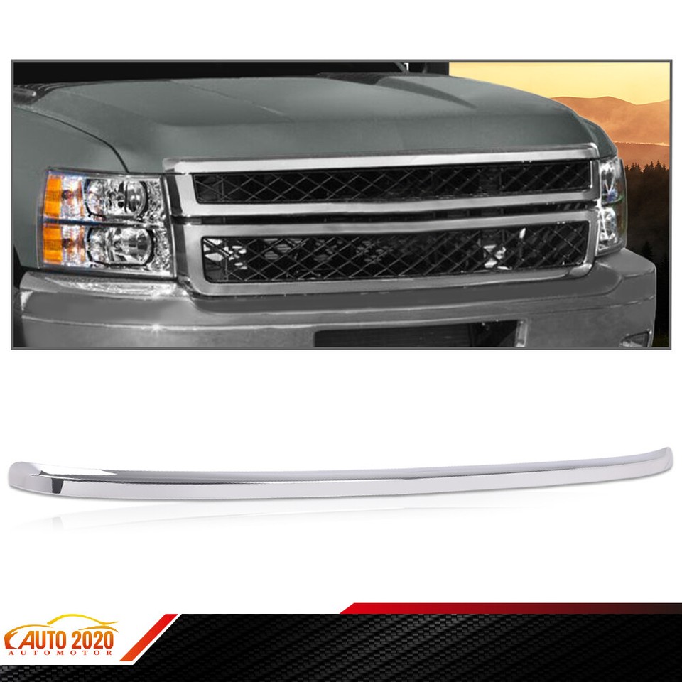 Hood Molding Chrome Trim For Chevy Silverado 2500HD/3500HD 2011-2014 - Replacement GM1235124 20963700 Silverado Chrome Trim