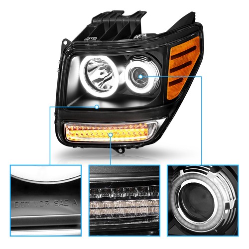 Par de faros negros proyectores de señal de giro LED para Dodge Nitro 2007-2012 - Imagen 7 de 10