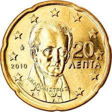 [#791335] Griechenland, 20 Euro Cent, 2010, UNZ, Messing, KM:212