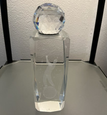 Clear Faceted Crystal Golf Trophy Award, Engravable Personalized