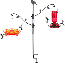 Deck Bird Feeder Pole, 42 Inches, Multiple Hooks, Adjustable, Detachable, Heavy
