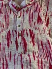 Pink Shibori Style Cotton Kurta for Men - Size 36 37 Length