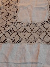 ANTICA TOVAGLIA  RETTANGOLARE COPRITAVOLO IN LINO RICAMO A MANO 180X120 CIRCA 