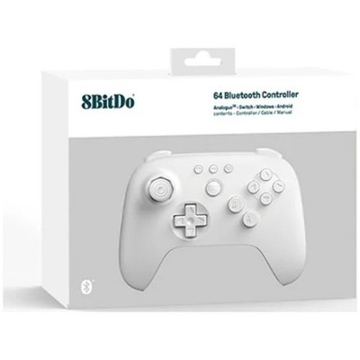 White 8BitDo 64 Wireless Bluetooth Controller for NSW/PC/Analogue3D/Android