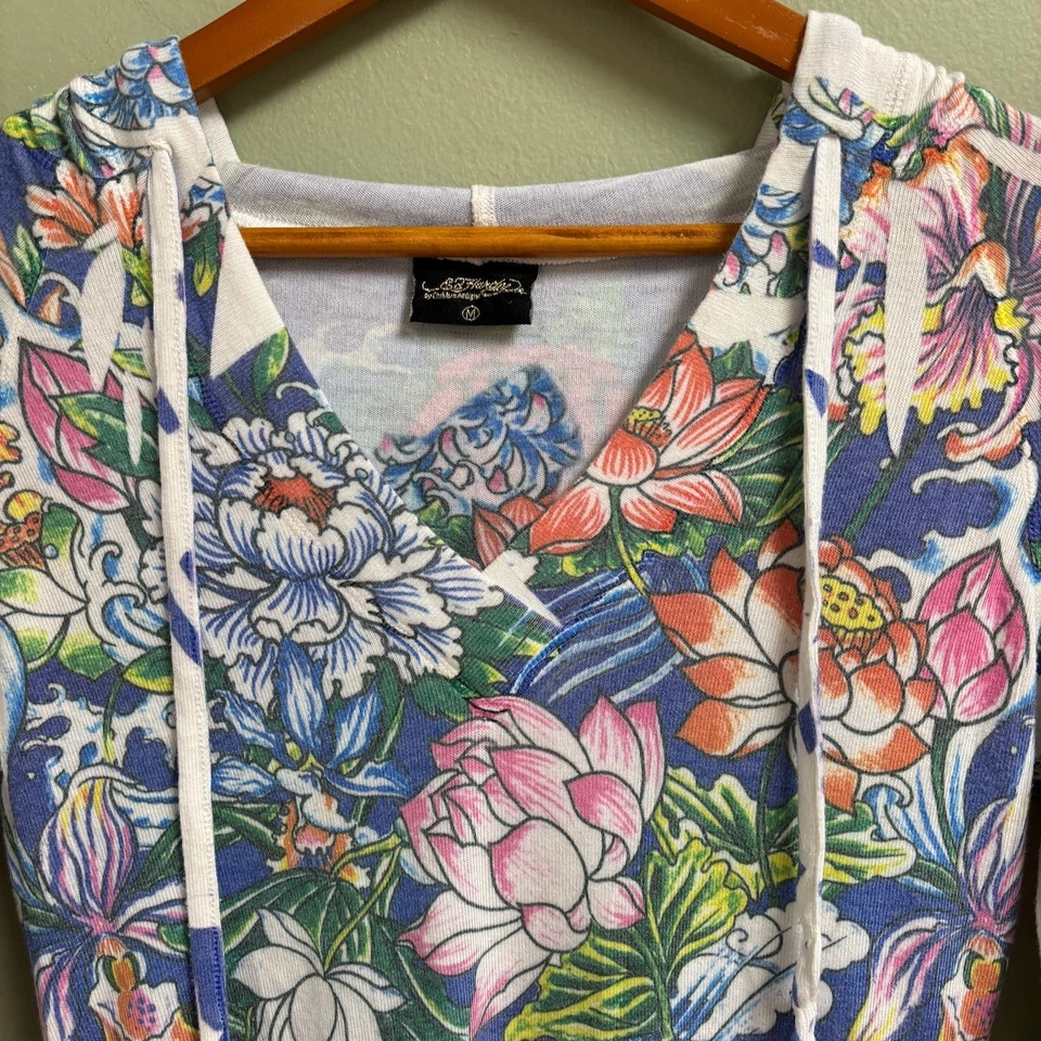 Vestido con Capucha Ed Hardy Christian Audigier Mujer Talla M Gráfico Y2K Foto 2 de 4