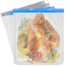 4 Pack Reusable 3 Gallon Freezer Bags for Turkey Brining, 16"x18", Dishwasher...