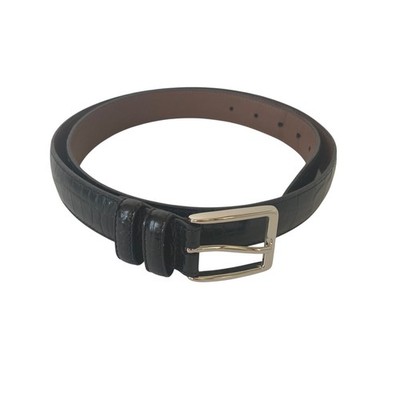 Roundtree & Yorke Mens Black Croc Embossed Full Grain Leather Belt Size 40/100