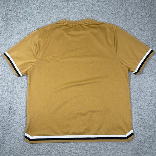 Stussy Basketball Tee Mens L Gold Streetwear Luxury Spellout Jersey Short Sleeve - Picture 6 of 9