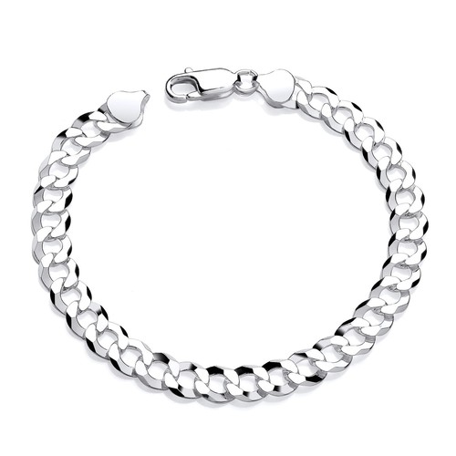 925 Sterling Silver Men's Curb Bracelet 8mm Silver Bracelet Gift For Him
