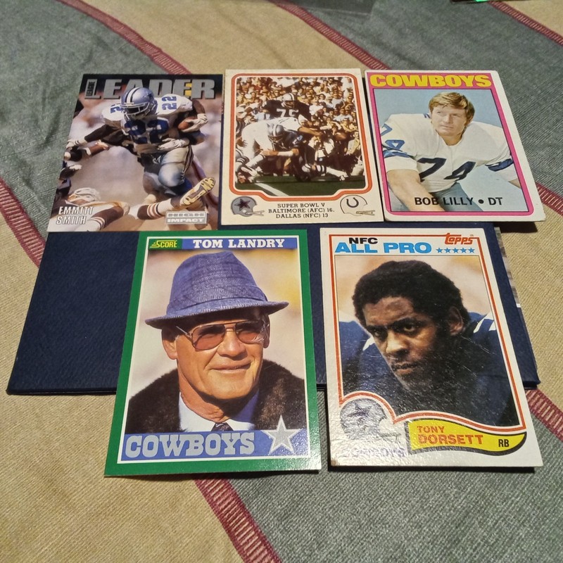 5 Card Dallas Cowboys Lot Dorsett Lilly Landry Smith Super Bowl