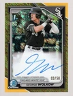 GEORGE WOLKOW 2024 BOWMAN CHROME GOLD SHIMMER REFRACTOR 1ST RC ON CARD AUTO #/50