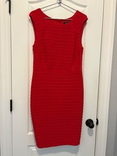 Adrianna Papell Women's Sheath Dress Cap Sleeve Tiered Size 14 Red
