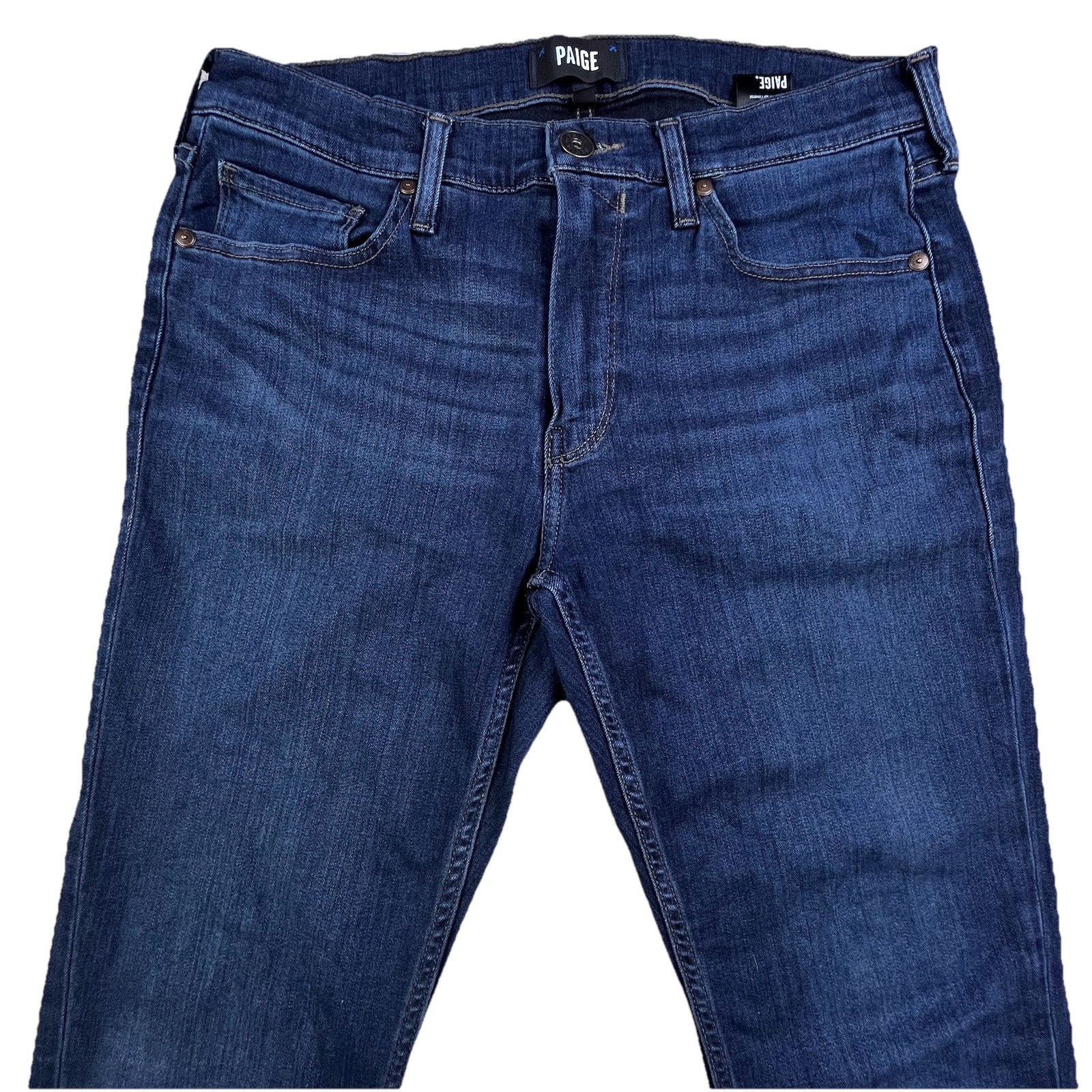 Mens 33x30 Blue Slim Tapered Denim Dark Wash Stretch Pants