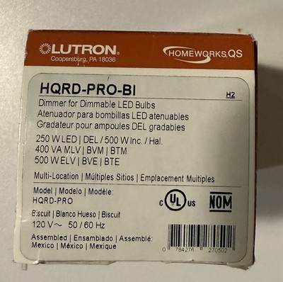 Brand New Lutron HQRD-PRO-BI HomeWorks RF Dimmer   Biscuit   Sealed