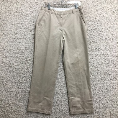 LL Bean Pants 10 Womens Beige Chino Supima Cotton Straight High Rise Classic