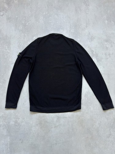 Vintage Stone Island Pullover Metal Throat Neck Light Black Sweater Patch Mens - Picture 16 of 17