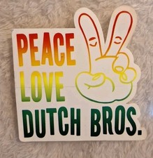 Dutch Bros Sticker Old  Peace LOVE Rasta COLORS Limited RARE Rainbow HTF