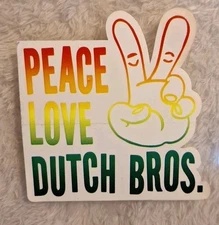 Dutch Bros Sticker Old  Peace LOVE Rasta COLORS Limited RARE Rainbow HTF