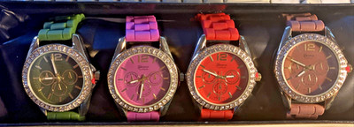 Gift Box Set of 4 Geneva Platinum Ladies Watches Color and Style JTV jbw379-2