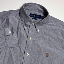 Ralph Lauren Classic Fit Gray Oxford Mens S Button Down Pony Shirt