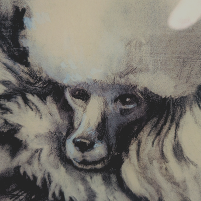 John Derian Co. Poodle Dog Sketch Decoupage Glass Plate Signed 11