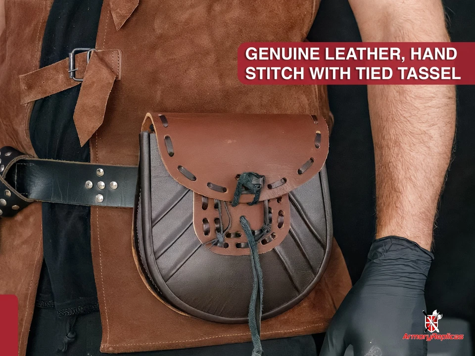 Bolso Cinturón Histórico de Cuero Genuino Cartera Medieval Renacimiento Juegos con disfraces Foto 4 de 4