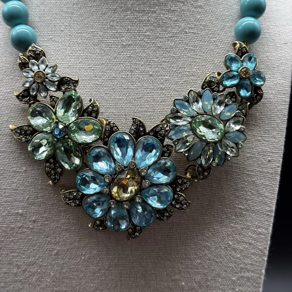 Heidi Daus славный сад бирюза цветочный кристалл нагрудник заявление ожерелье - Изображение 3 из 4